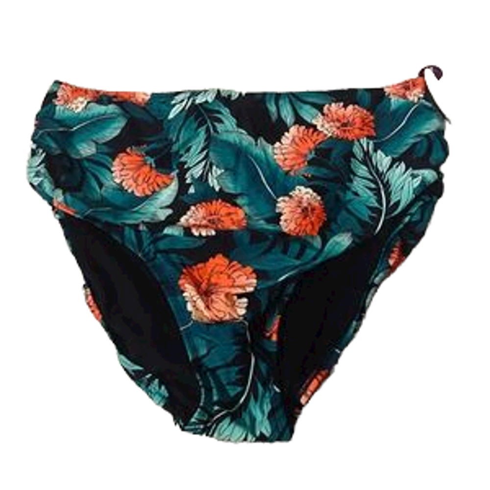 Boutique+ Green High-Waisted Floral Tropical Bikini Bottom Women’s 3X